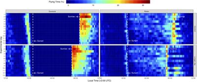 Flexibility and Control of Circadian Activity, Migratory Restlessness and Fueling in Two Songbird Migrants